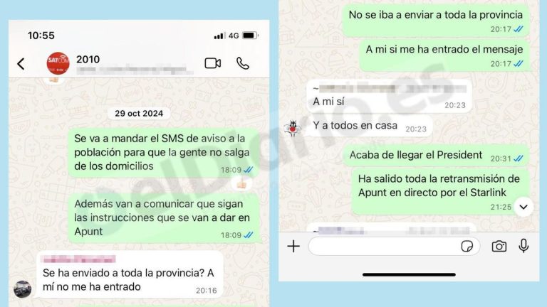 Los ‘WhatsApp’ internos de Emergencias en la DANA que muestran que dos horas antes se planeaba mandar el Es-Alert